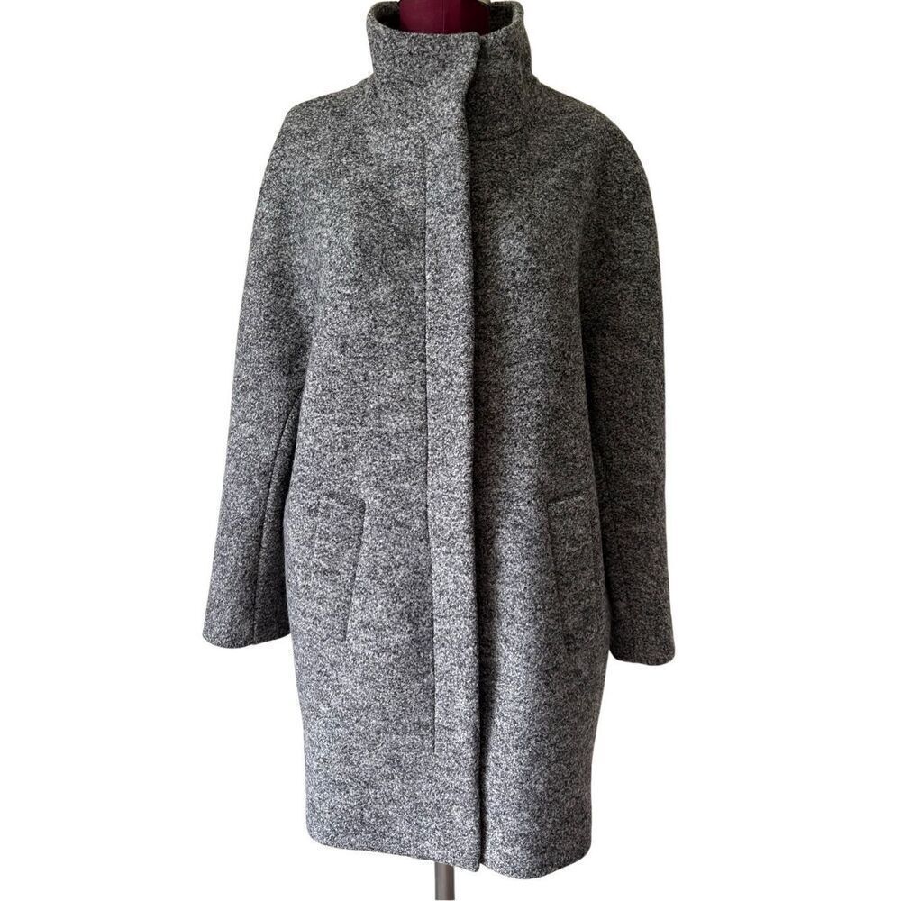 Theory Wool Jacket size S Gray Stand Collar Oversized Hidden Button Front